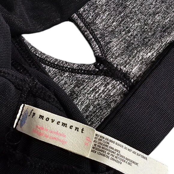 Free People Movement Ace Layered Sports Bra, Mesh, Heathered Grey Black, Small - Picture 6 of 7